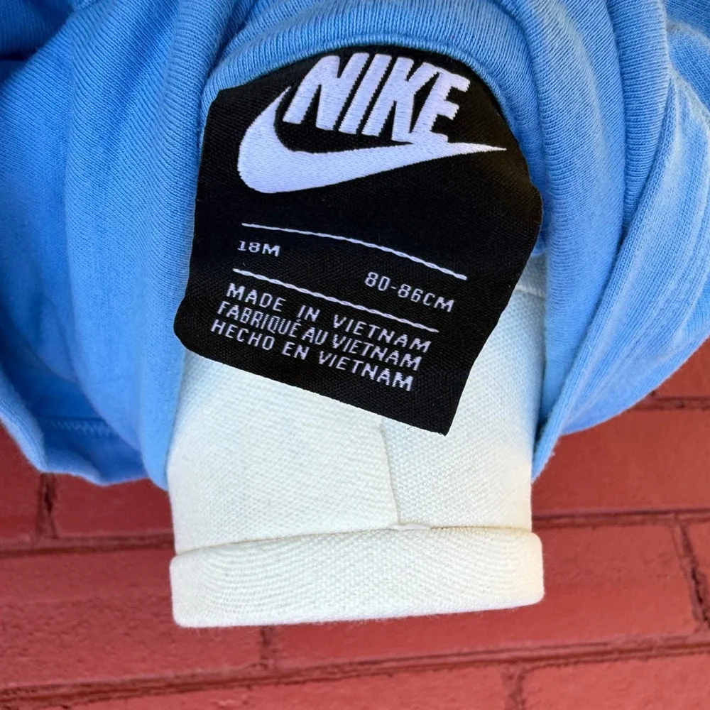 Vtg Nike Zip‎ Up Hoodie Infant Size 18M Baby Blue Spellout Sportwear Streetwear